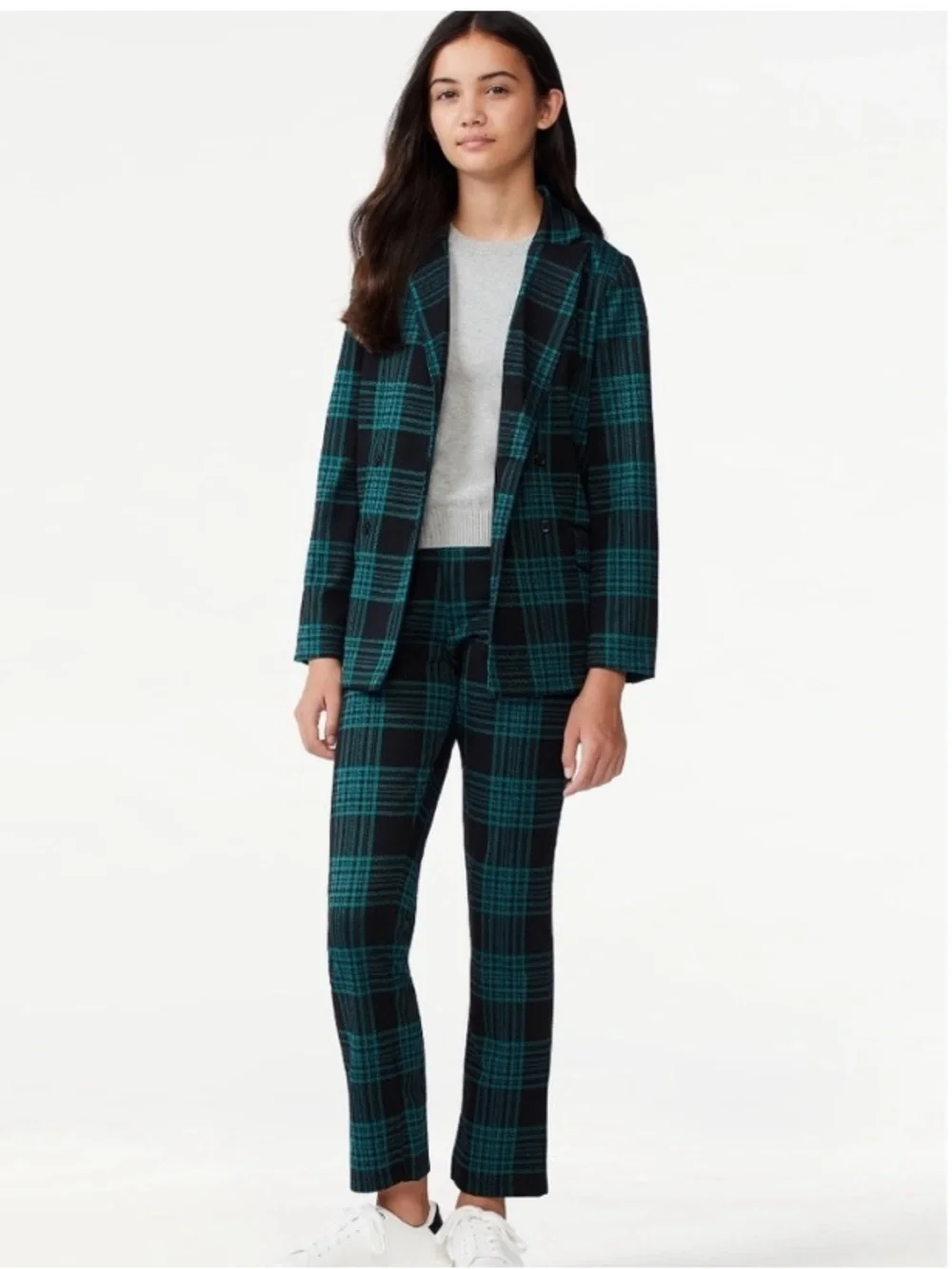 Free Assembly Plaid Double Breasted Schoolgirl Blazer